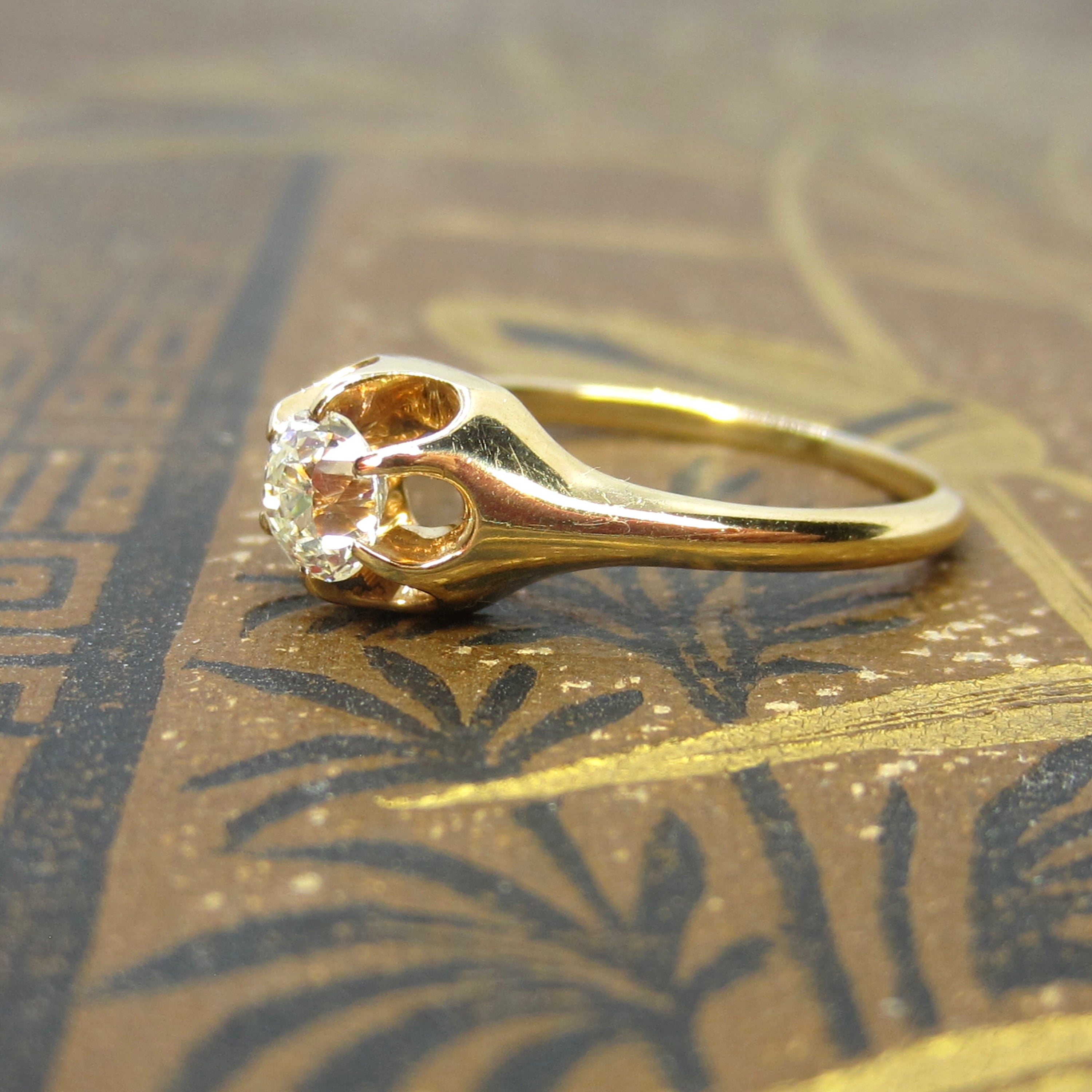 Antique 14k Gold .40 ct Old European Cut Diamond Ring c.1900