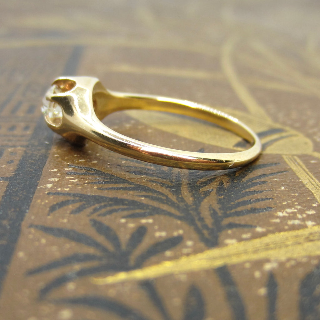 Antique 14k Gold .40 ct Old European Cut Diamond Ring c.1900