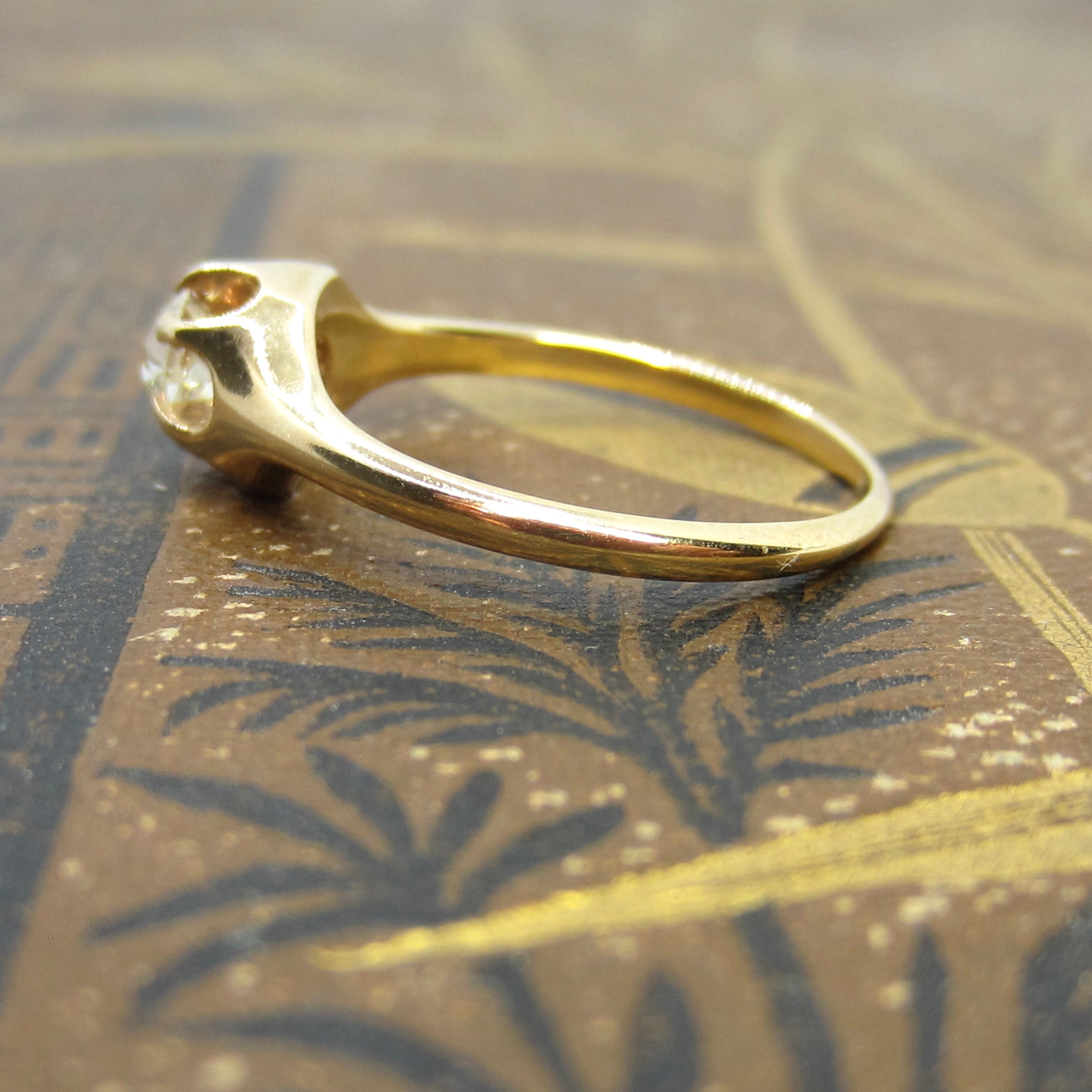 Antique 14k Gold .40 ct Old European Cut Diamond Ring c.1900