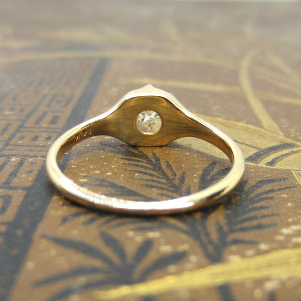 Antique 14k Gold .40 ct Old European Cut Diamond Ring c.1900