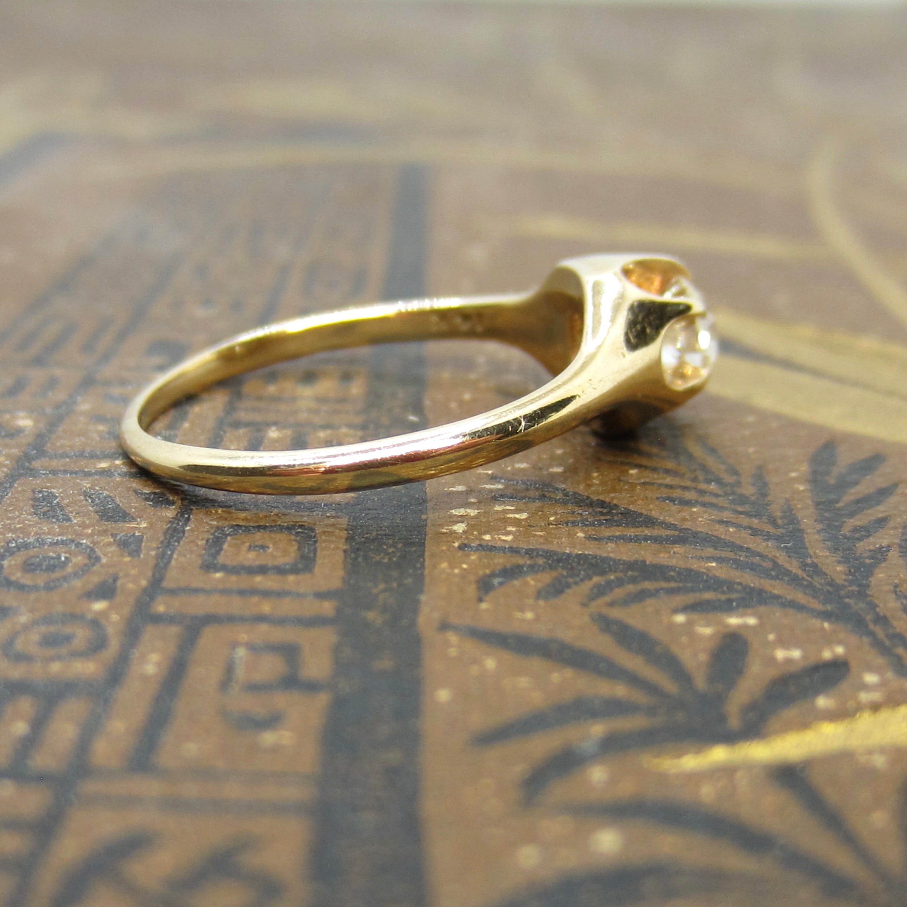 Antique 14k Gold .40 ct Old European Cut Diamond Ring c.1900