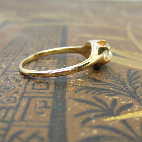 Antique 14k Gold .40 ct Old European Cut Diamond Ring c.1900