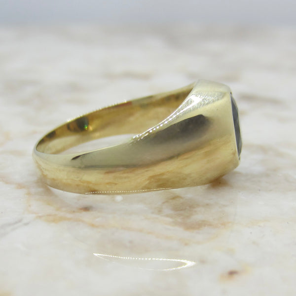 Vintage 14k Gold Bezel Set Oval Natural Sapphire Ring c.1990s