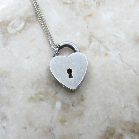 Antique Sterling Silver Heart Padlock Necklace c.1900