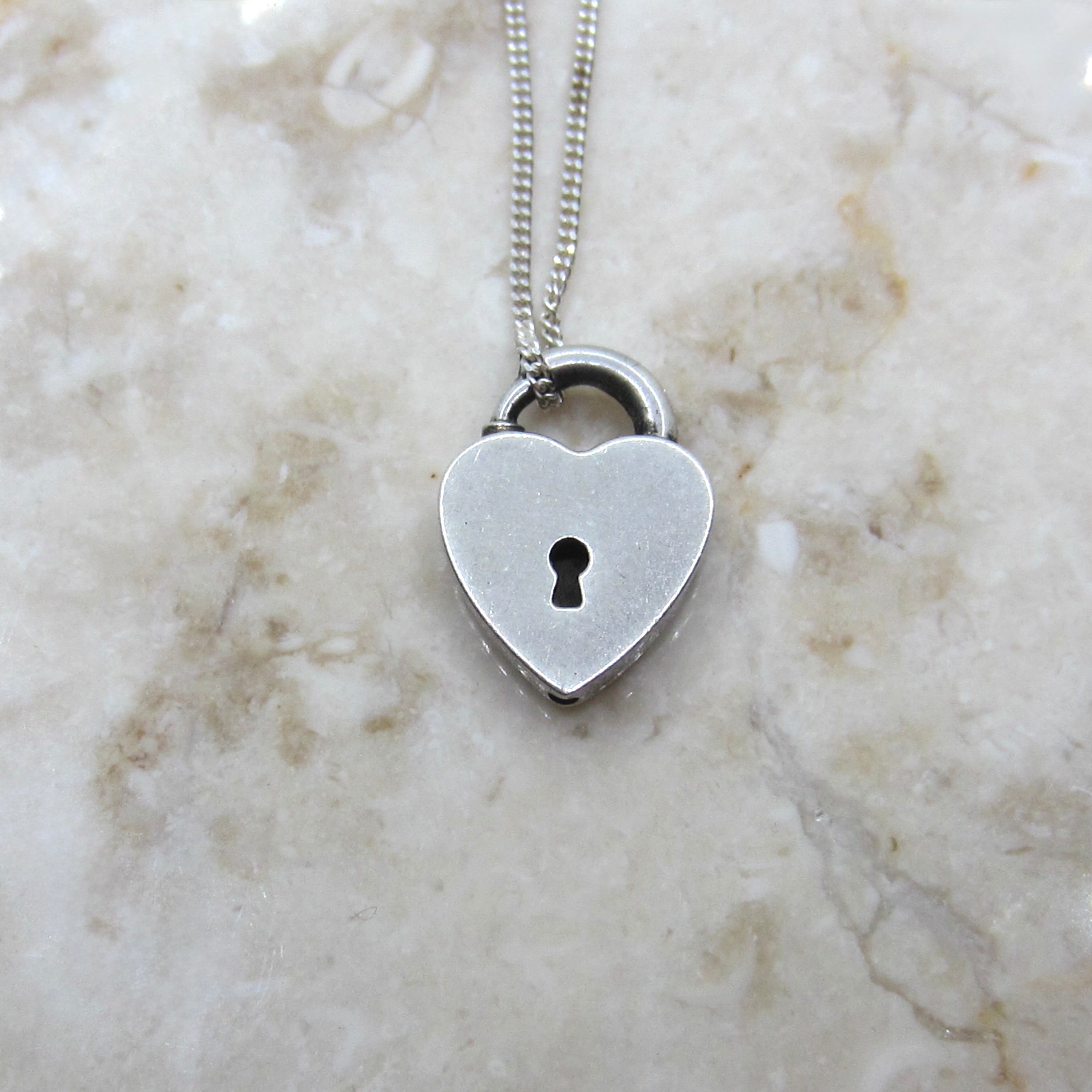 Antique Sterling Silver Heart Padlock Necklace c.1900
