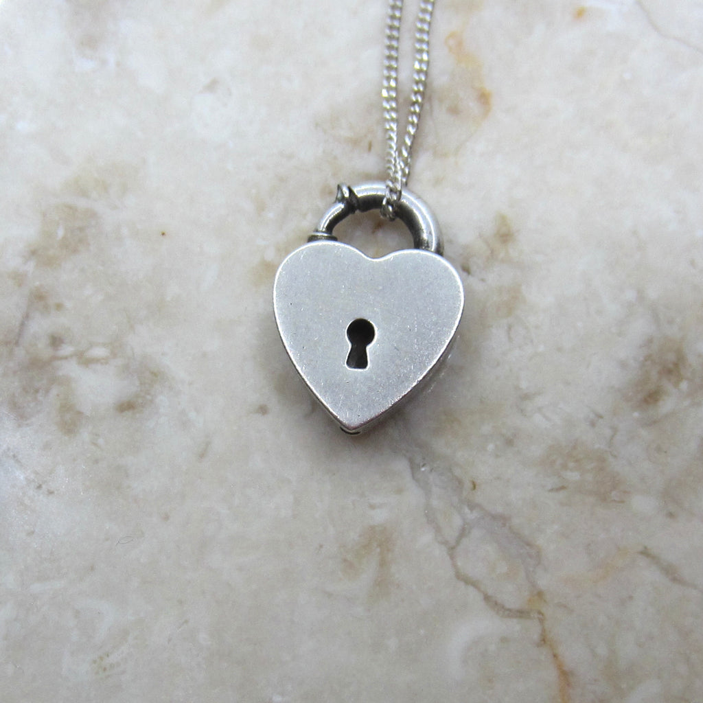 Antique Sterling Silver Heart Padlock Necklace c.1900