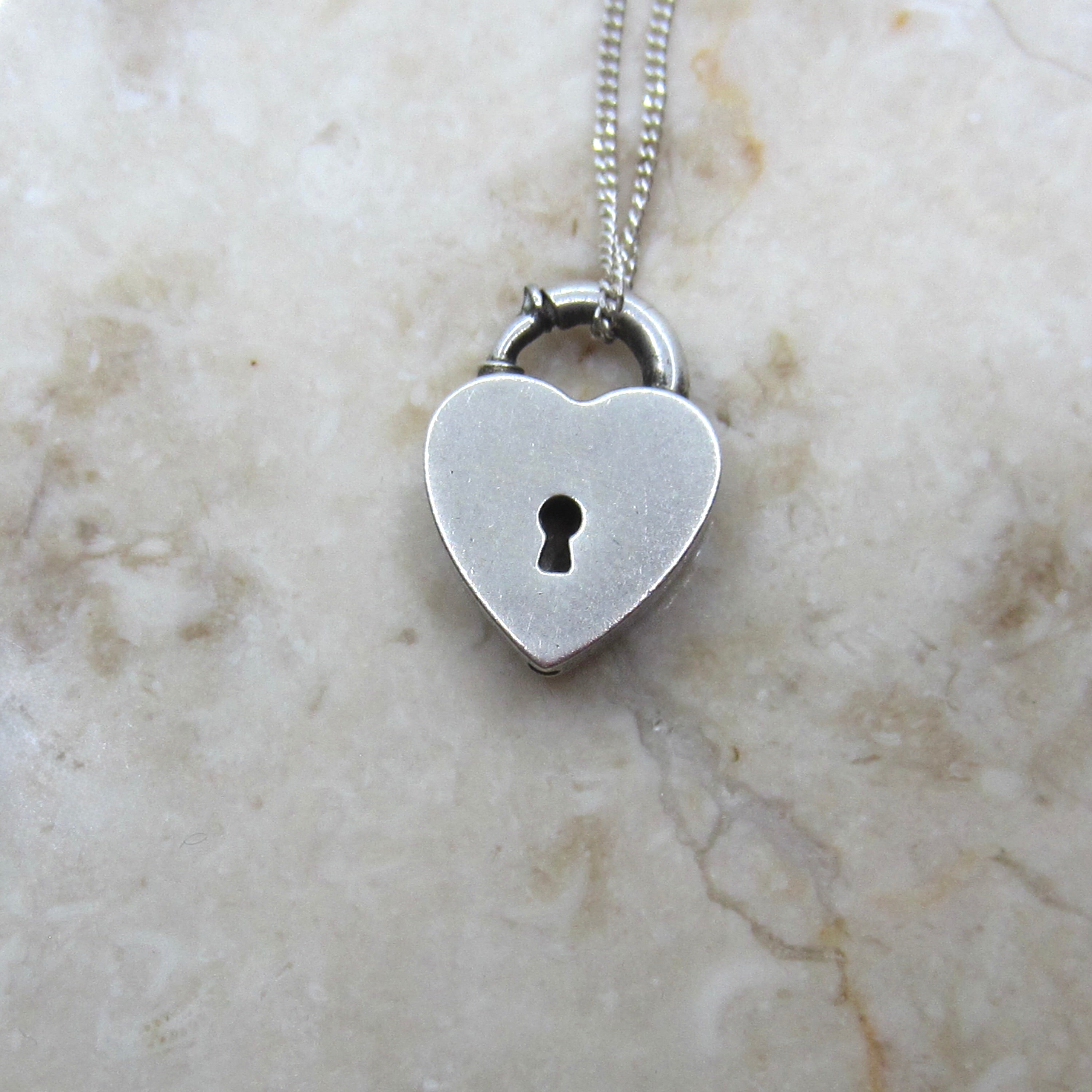 Antique Sterling Silver Heart Padlock Necklace c.1900