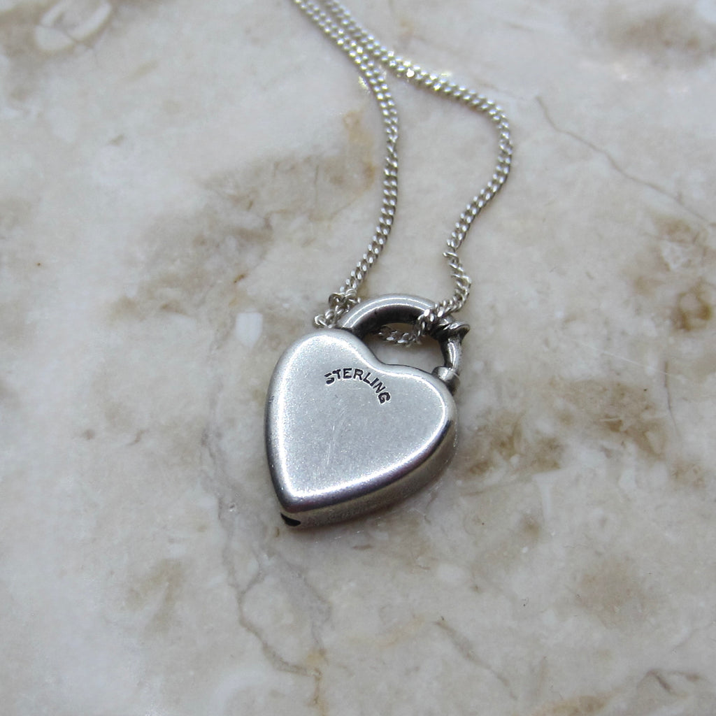 Antique Sterling Silver Heart Padlock Necklace c.1900