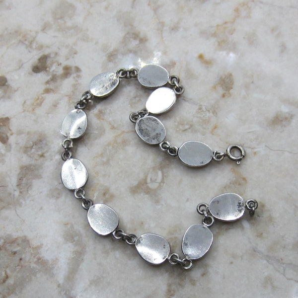 Vintage Egyptian Revival Scarab Bracelet – Sterling Silver Hieroglyph Scarab Link Bracelet c.1970s