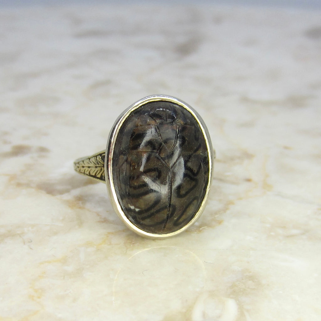 Antique Art Deco Egyptian Revival Scarab Ring c.1920s