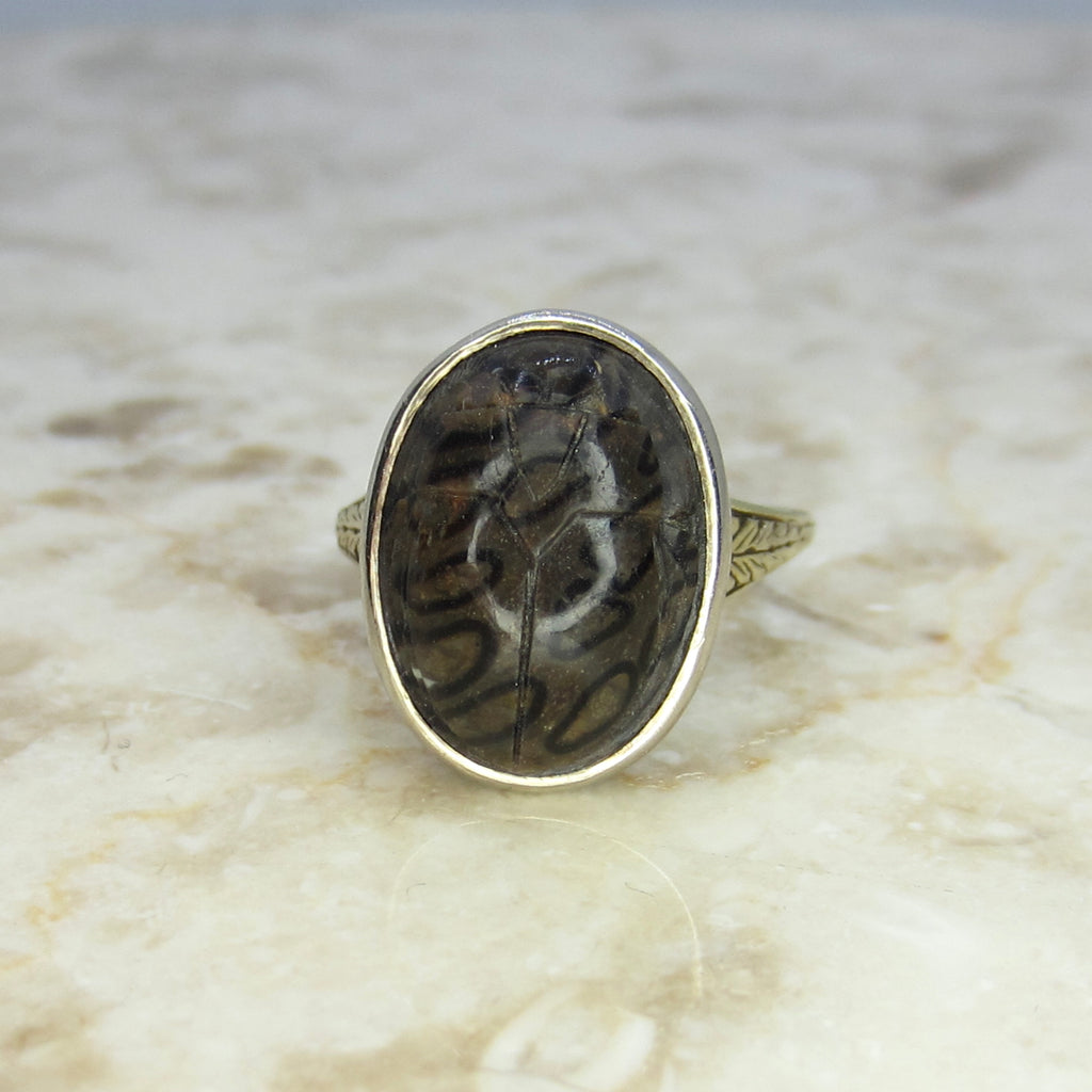 Antique Art Deco Egyptian Revival Scarab Ring c.1920s