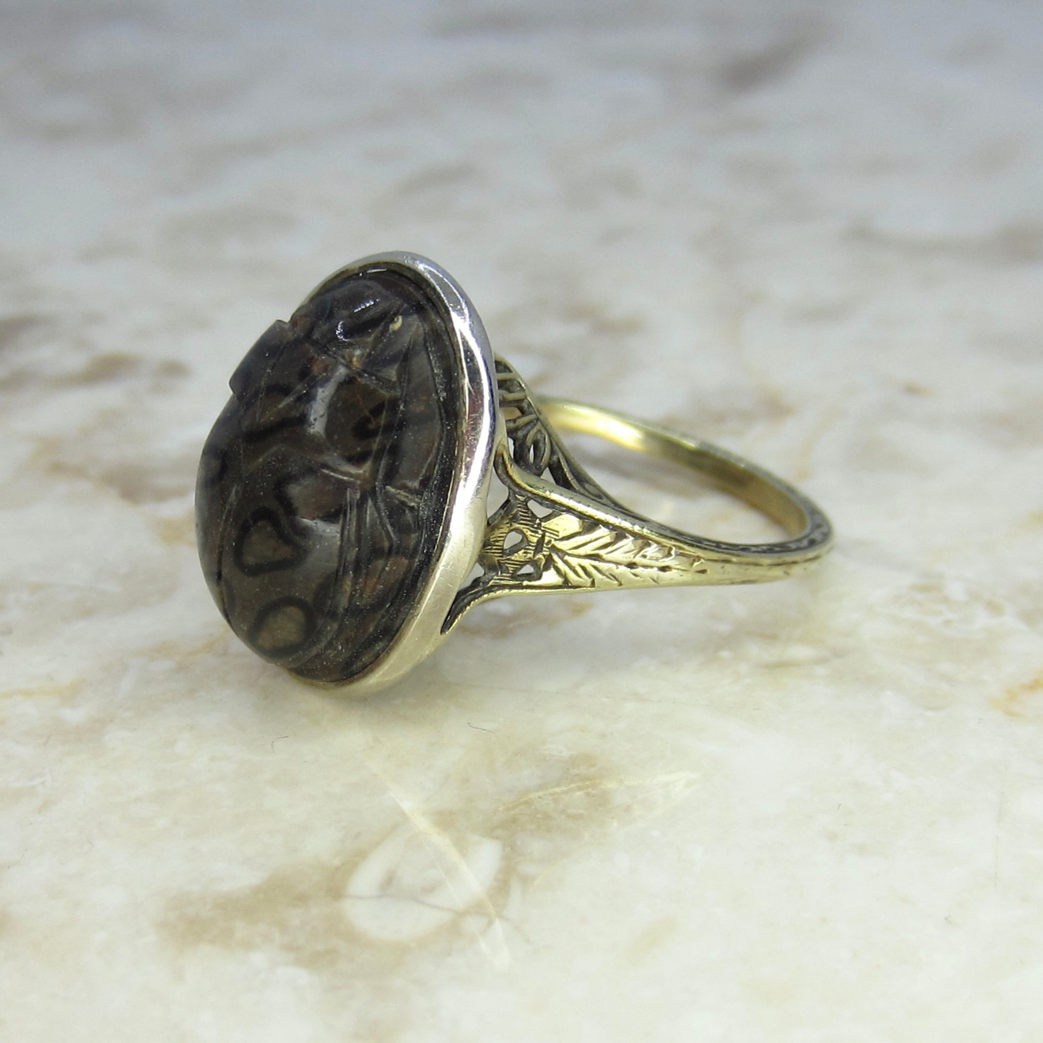 Antique Art Deco Egyptian Revival Scarab Ring c.1920s