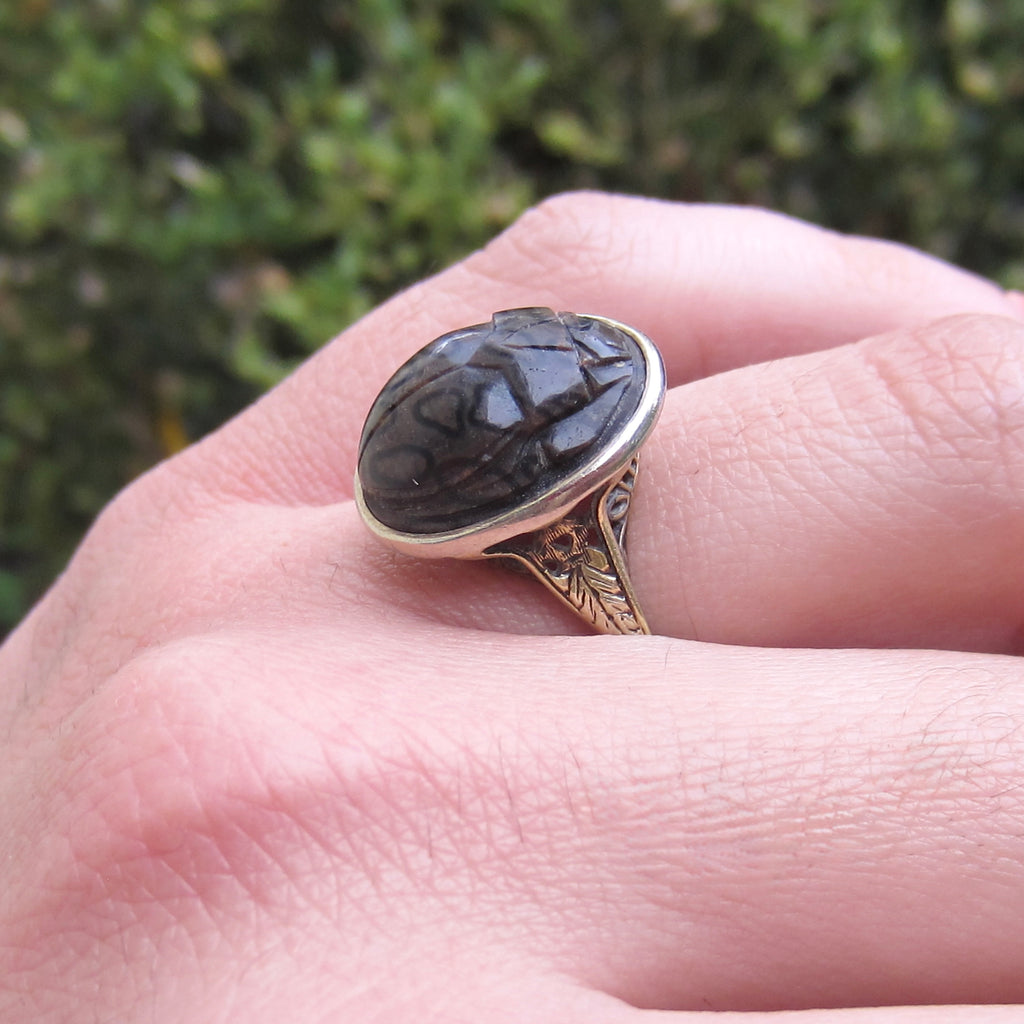 Antique Art Deco Egyptian Revival Scarab Ring c.1920s