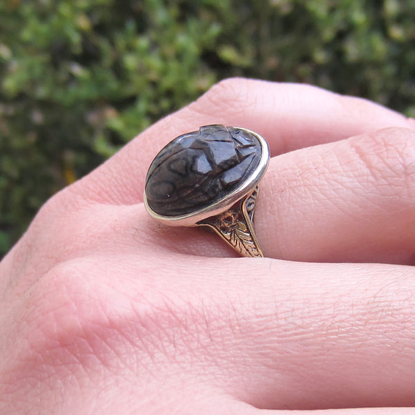 Antique Art Deco Egyptian Revival Scarab Ring c.1920s