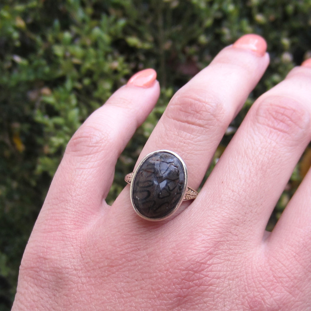 Antique Art Deco Egyptian Revival Scarab Ring c.1920s