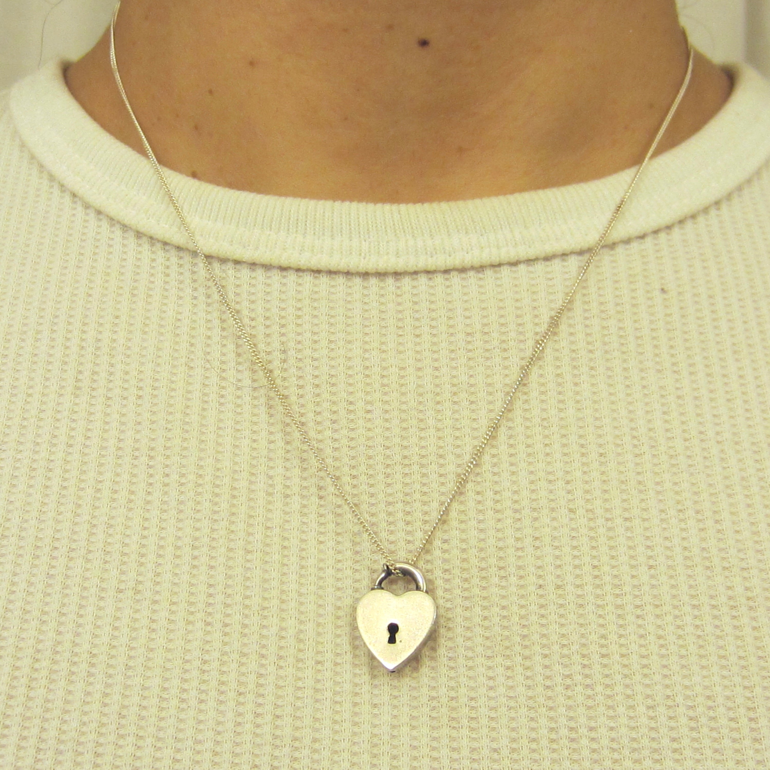 Antique Sterling Silver Heart Padlock Necklace c.1900