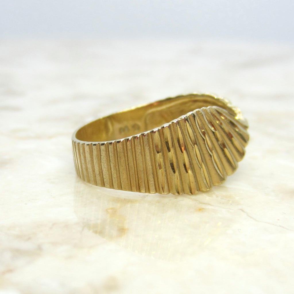 Vintage 14k Gold Textured Twist Band Ring c.1990s
