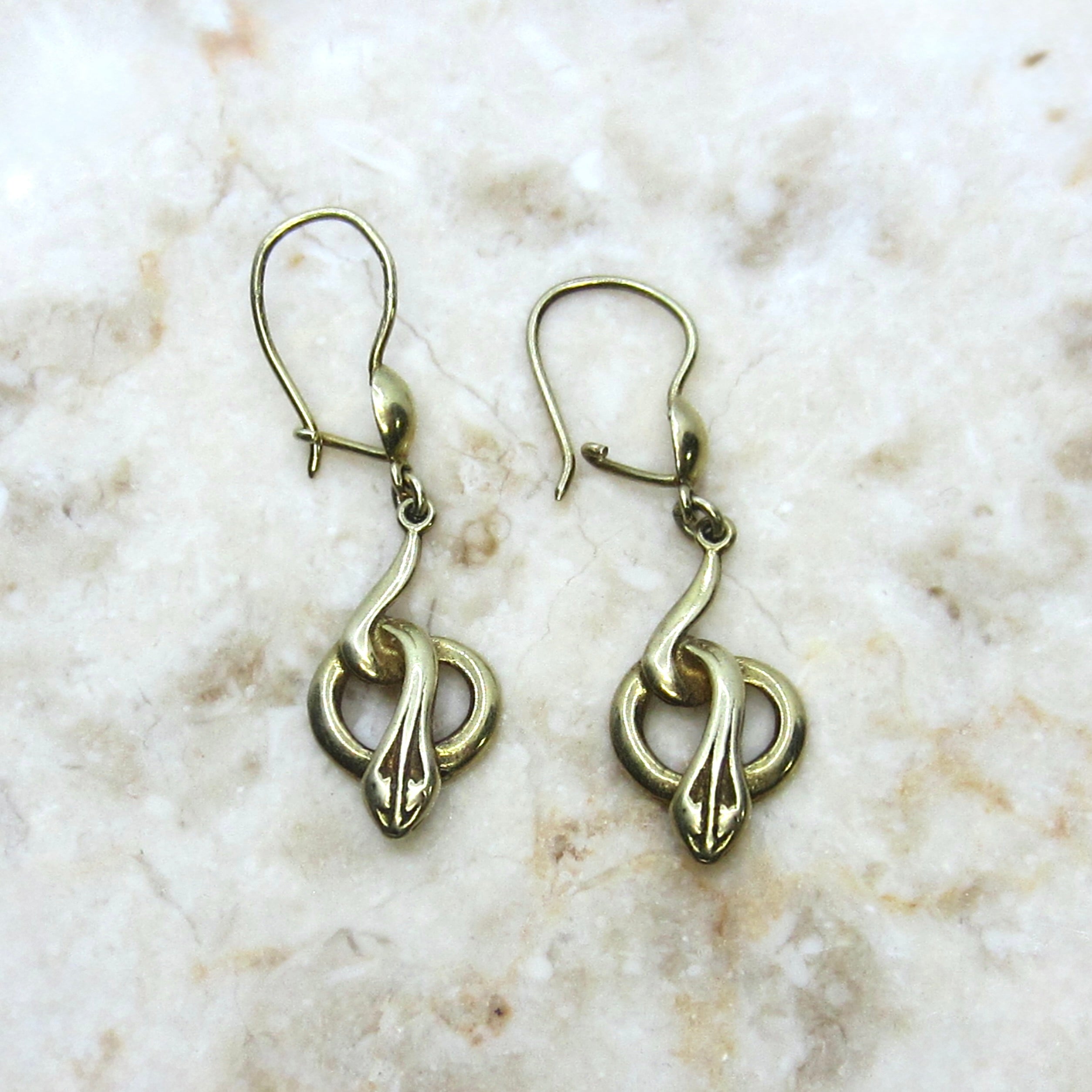 Vintage 14k Gold Snake Drop Earrings c.1990s