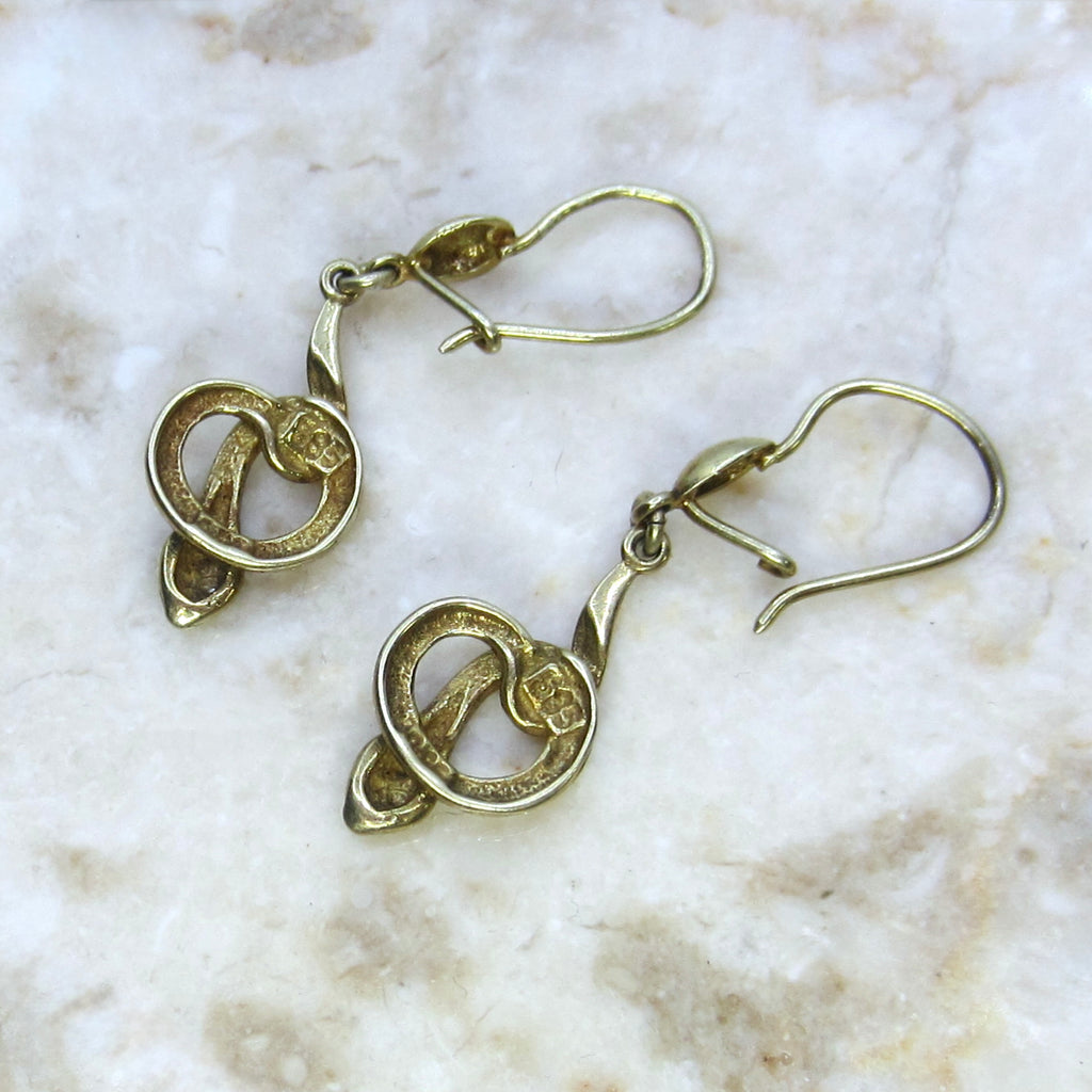 Vintage 14k Gold Snake Drop Earrings c.1990s