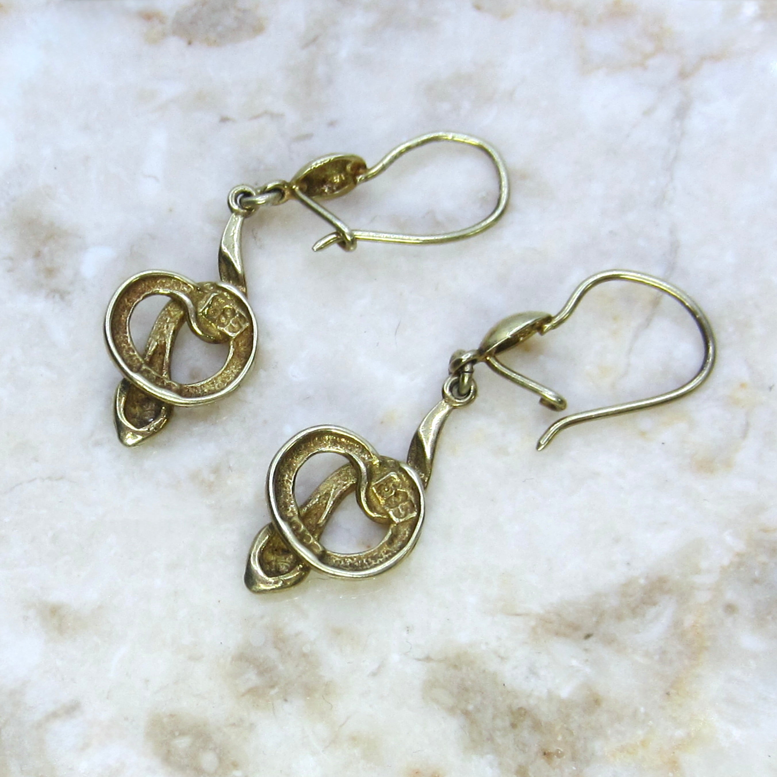 Vintage 14k Gold Snake Drop Earrings c.1990s