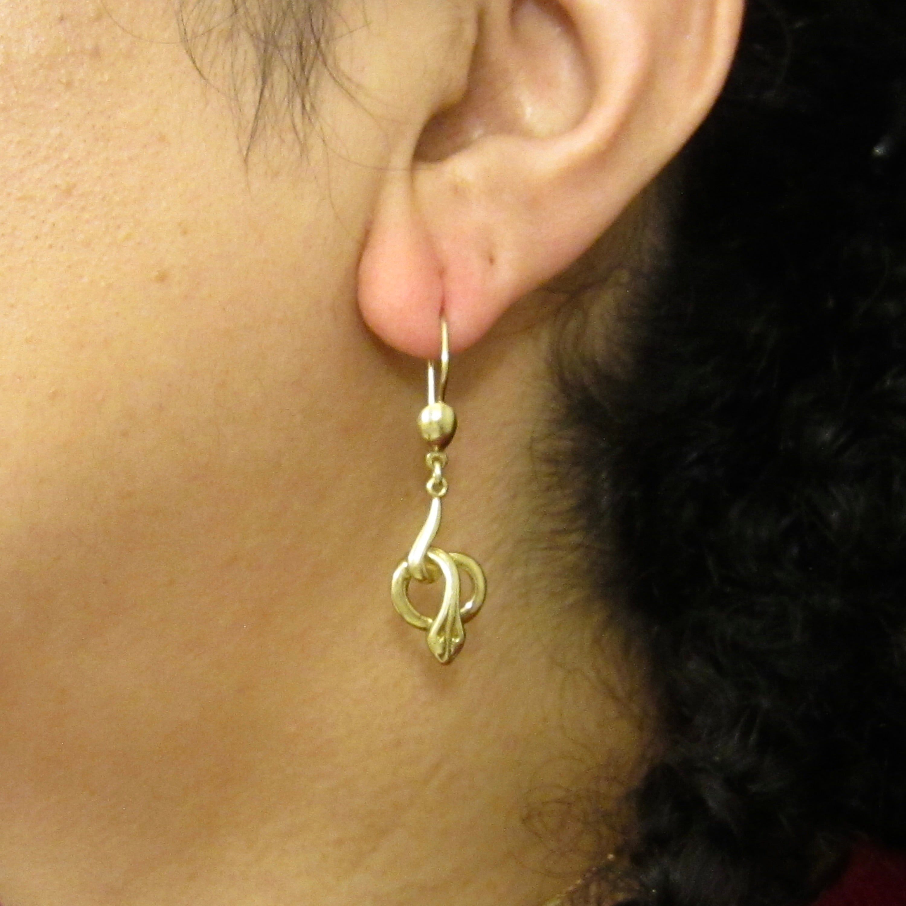 Vintage 14k Gold Snake Drop Earrings c.1990s