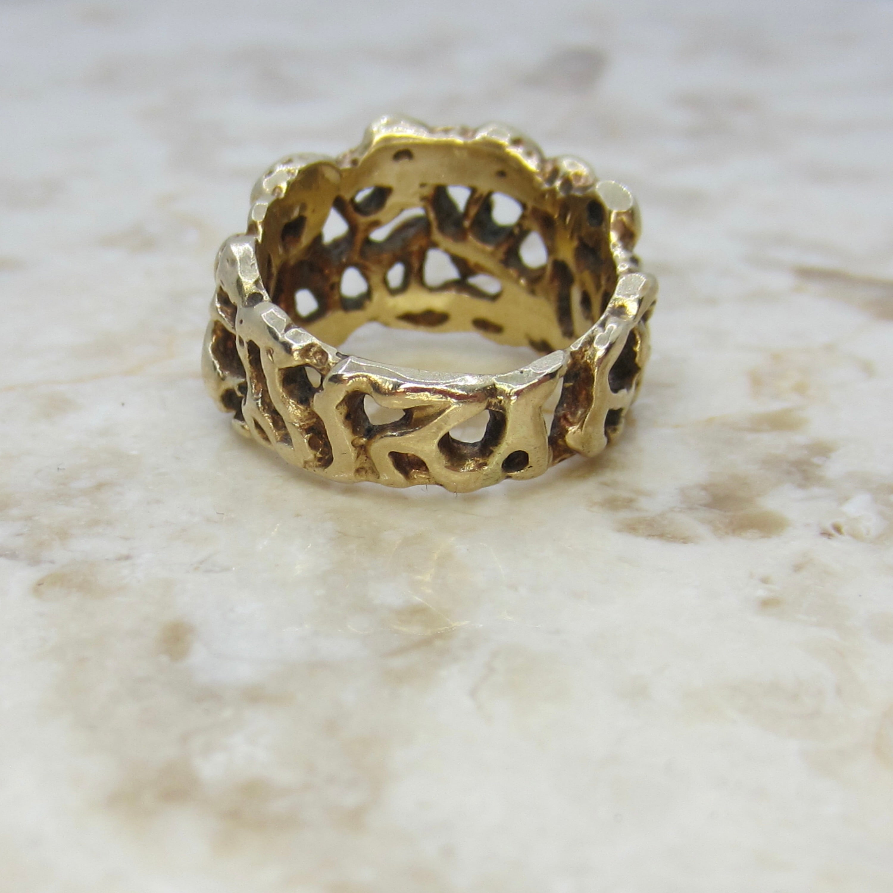 Vintage 14K Gold Organic Nugget Ring – Brutalist / Modernist Band c.1970s