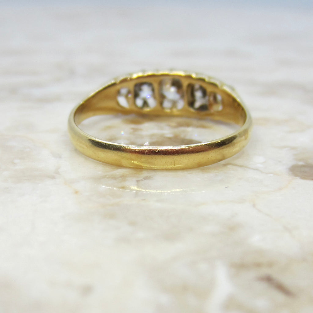 Antique 18k Gold Old European Cut Diamond Five Stone Band c.1900
