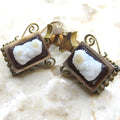 Antique Gold Filled Earrings with Queen Elizabeth Cameo