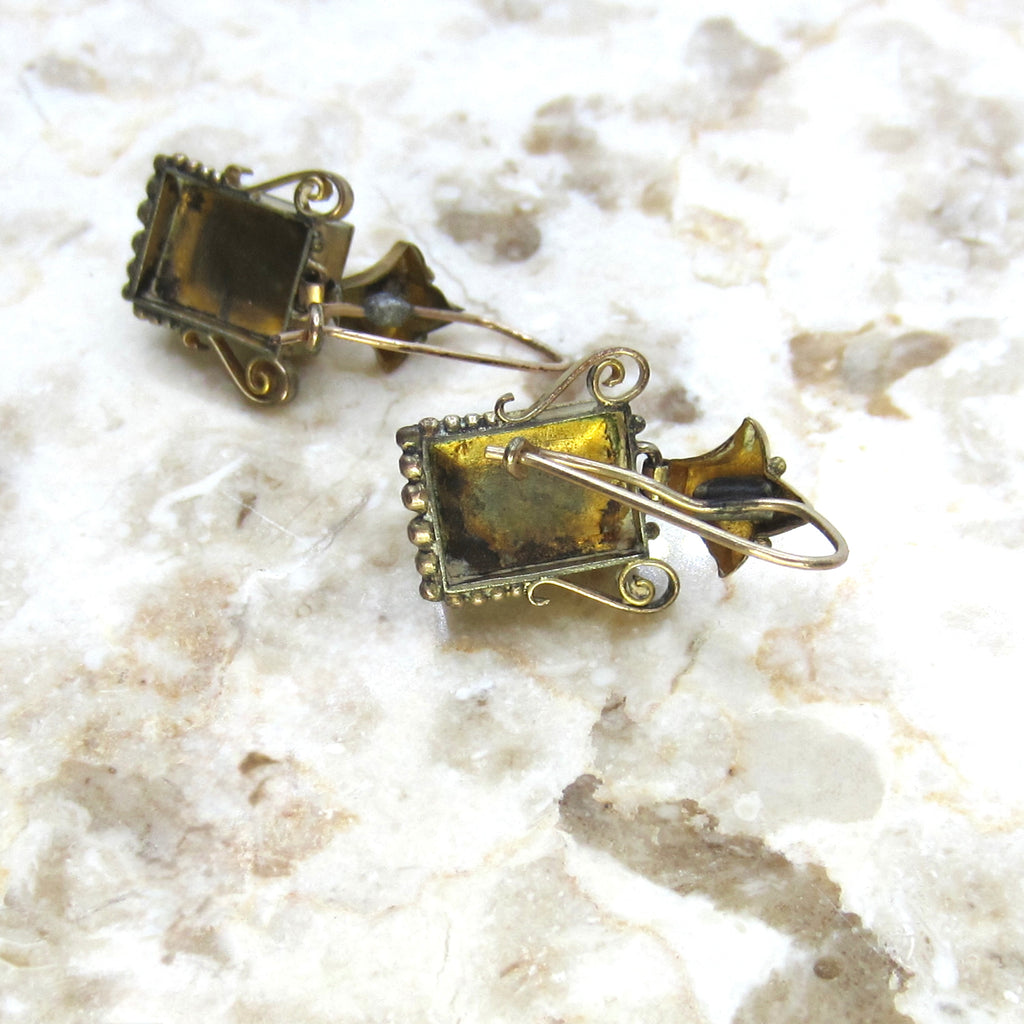 Antique Gold Filled Earrings with Queen Elizabeth Cameo