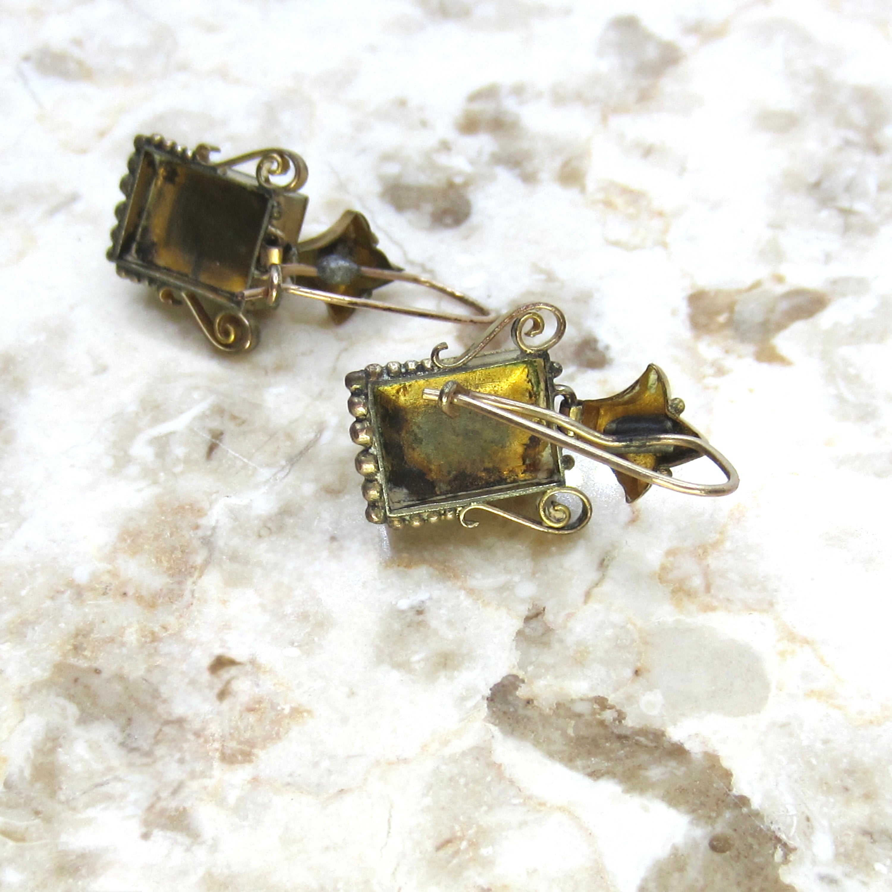 Antique Gold Filled Earrings with Queen Elizabeth Cameo