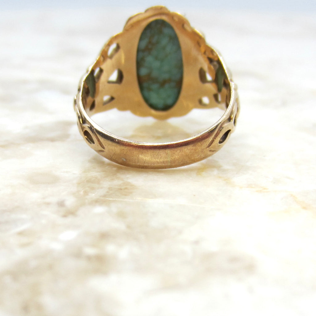 Antique 14k Art Nouveau Turquoise Ring c.1900