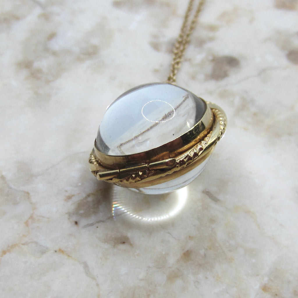 Antique 14k Gold Pools of Light Crystal Locket