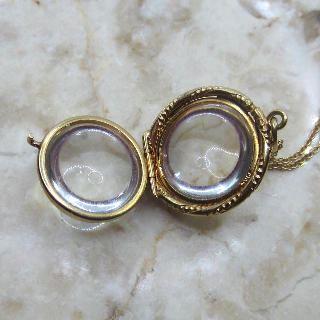Antique 14k Gold Pools of Light Crystal Locket
