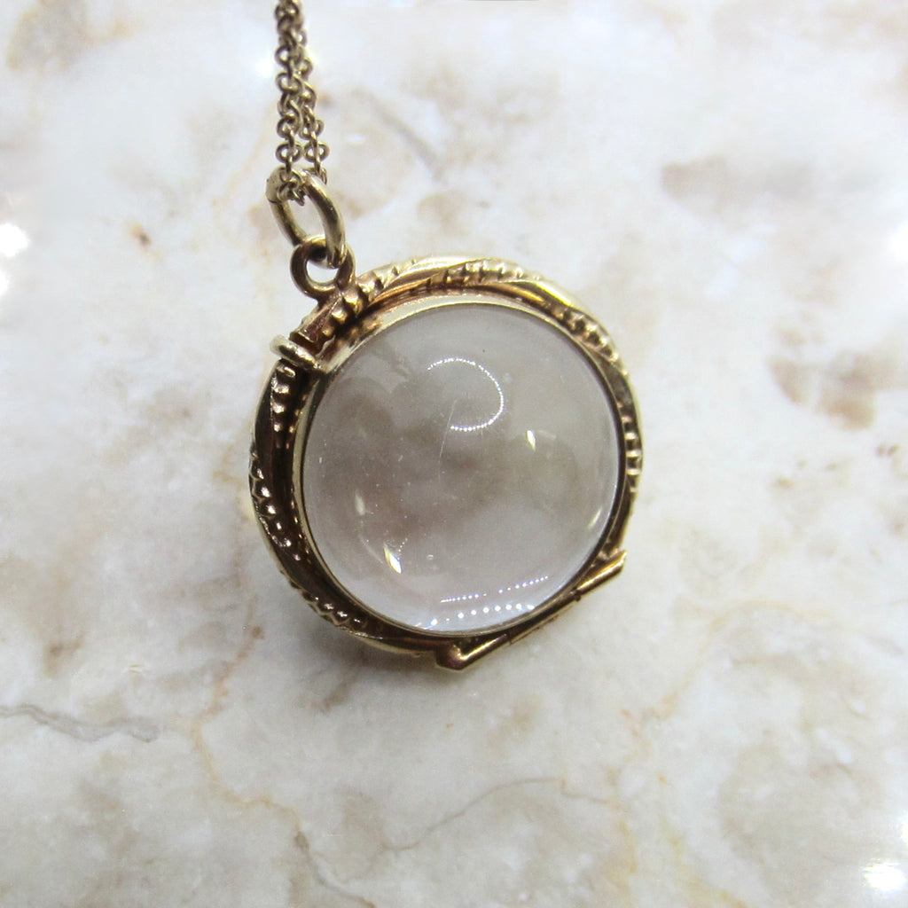 Antique 14k Gold Pools of Light Crystal Locket