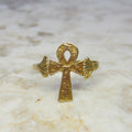 Modern Egyptian 18k Gold Ankh Ring with Hieroglyphs