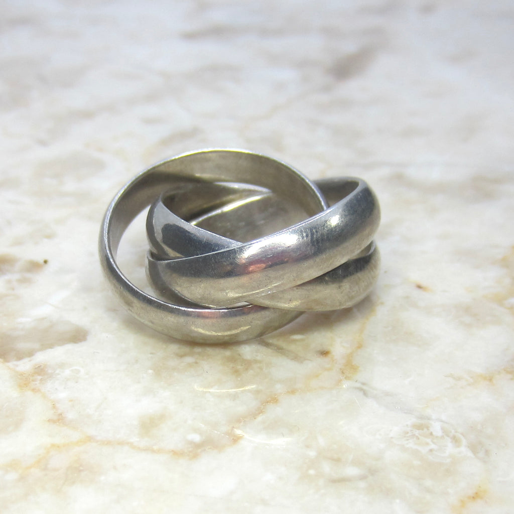 Vintage Sterling Silver Wide Rolling Band Ring c.1970s
