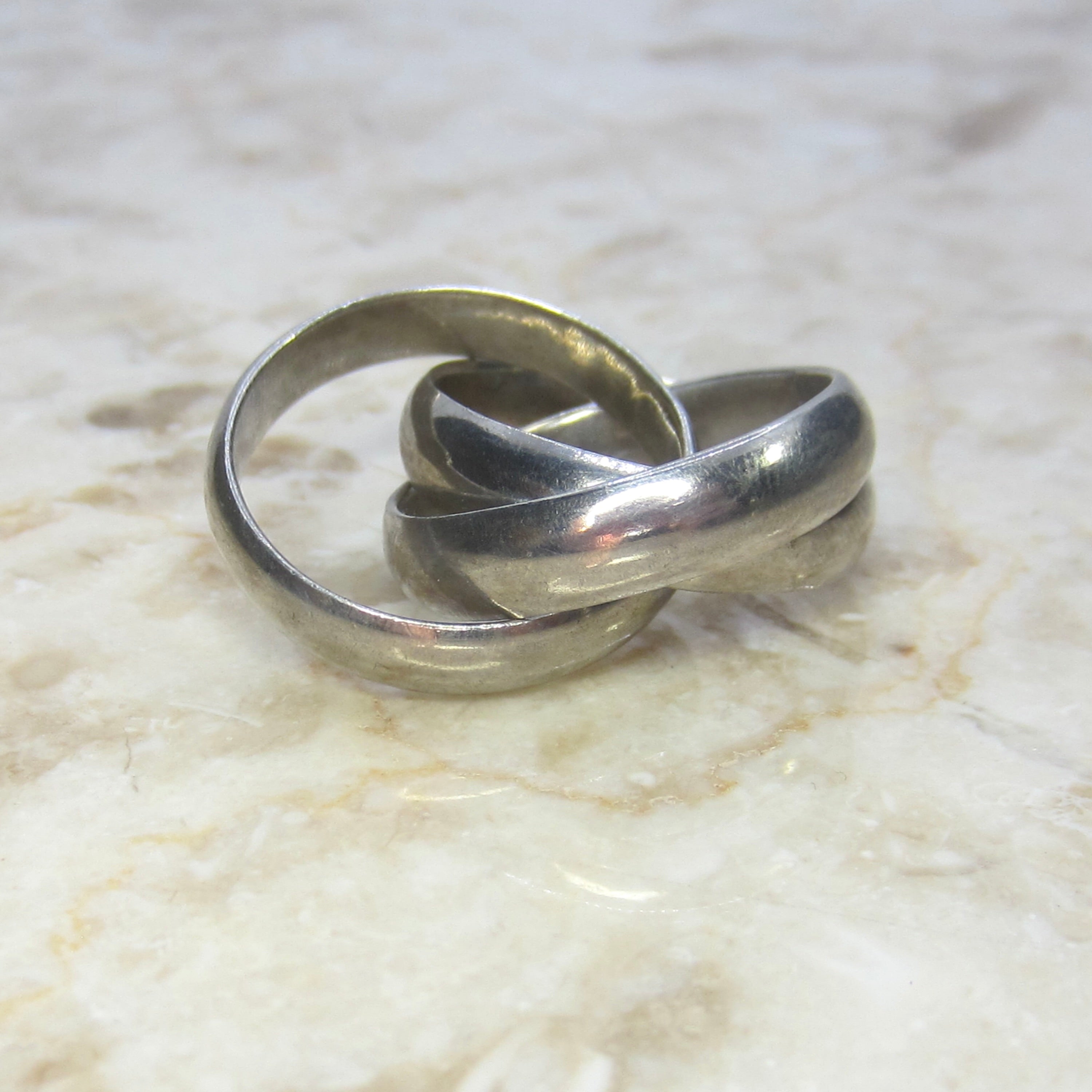 Vintage Sterling Silver Wide Rolling Band Ring c.1970s