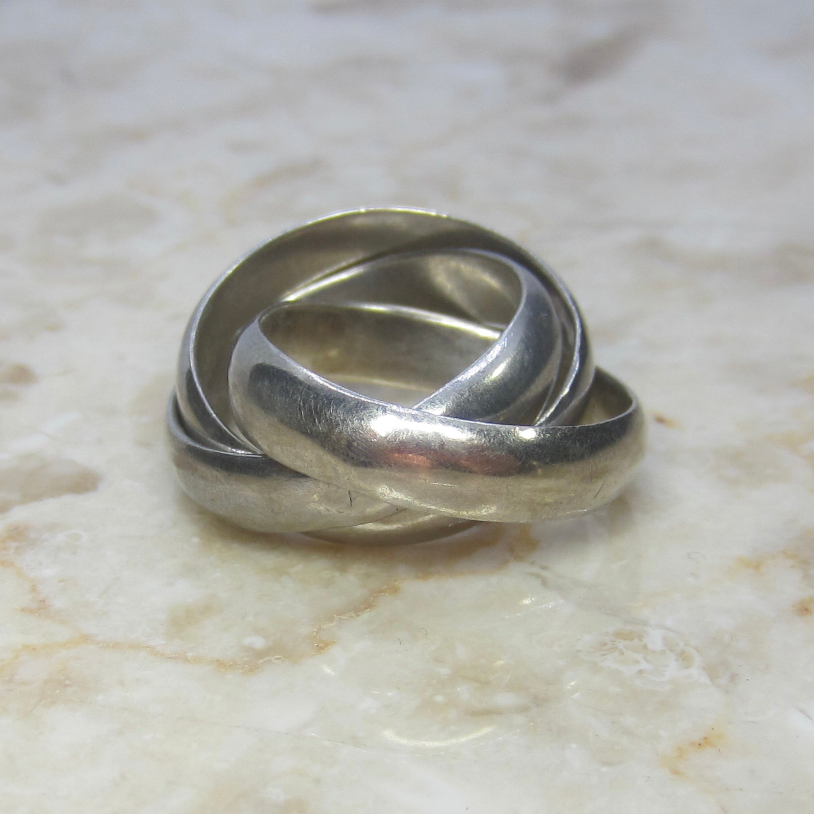 Vintage Sterling Silver Wide Rolling Band Ring c.1970s