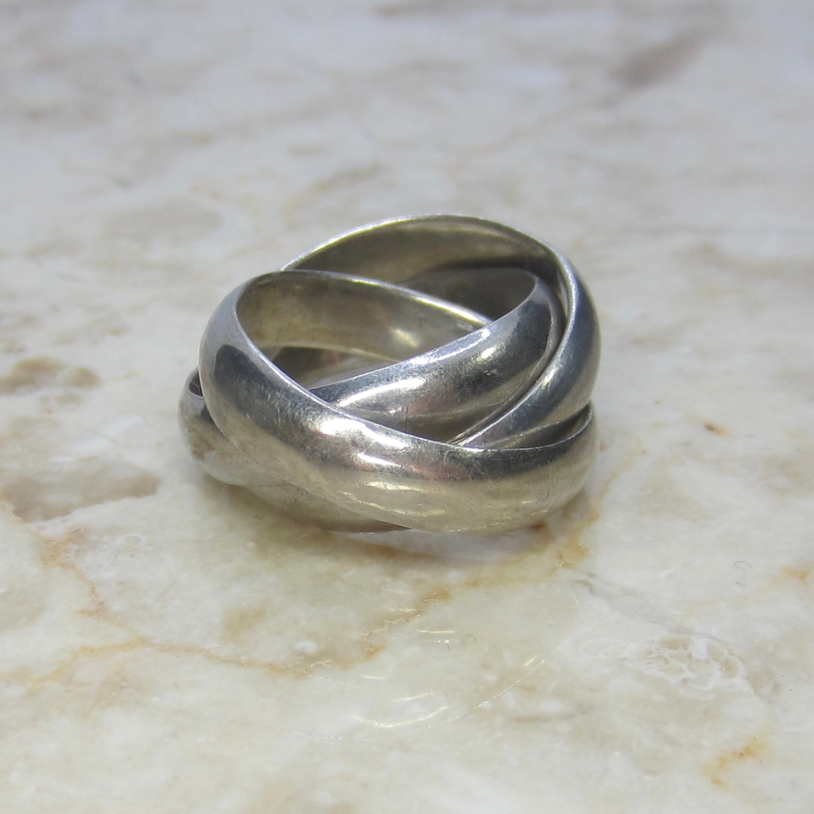 Vintage Sterling Silver Wide Rolling Band Ring c.1970s