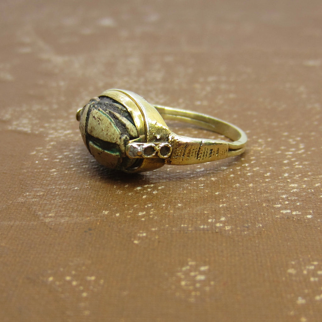 Antique Egyptian Revival 14k Gold Scarab Flip Spinner Ring c.1920s