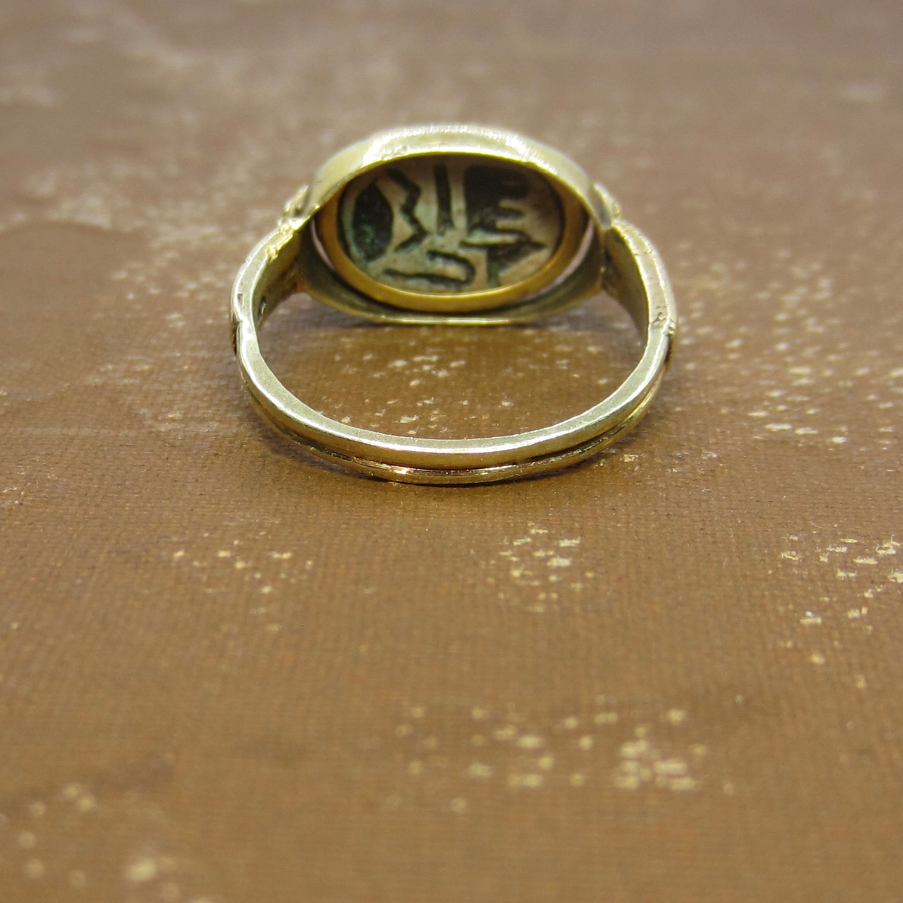 Antique Egyptian Revival 14k Gold Scarab Flip Spinner Ring c.1920s