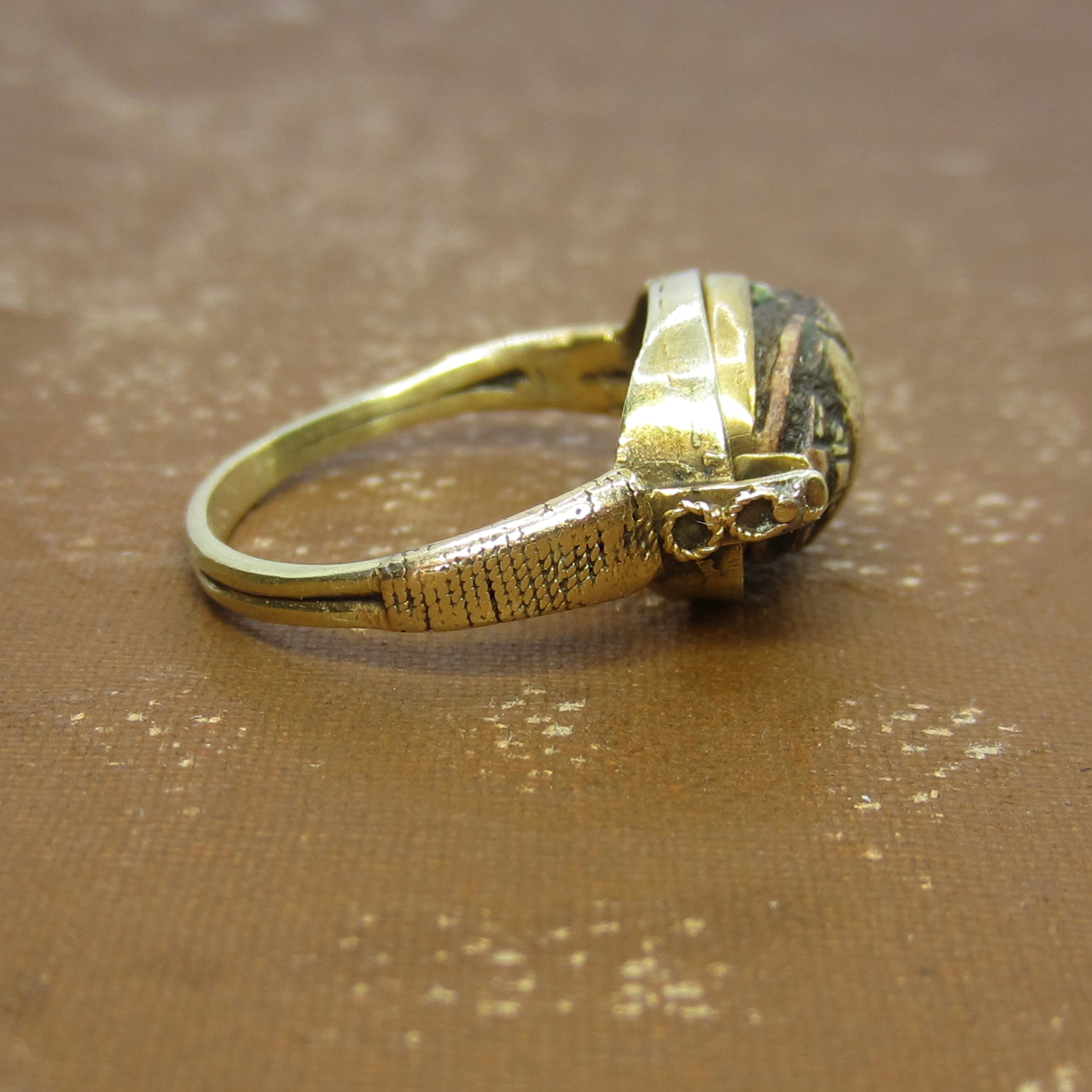 Antique Egyptian Revival 14k Gold Scarab Flip Spinner Ring c.1920s