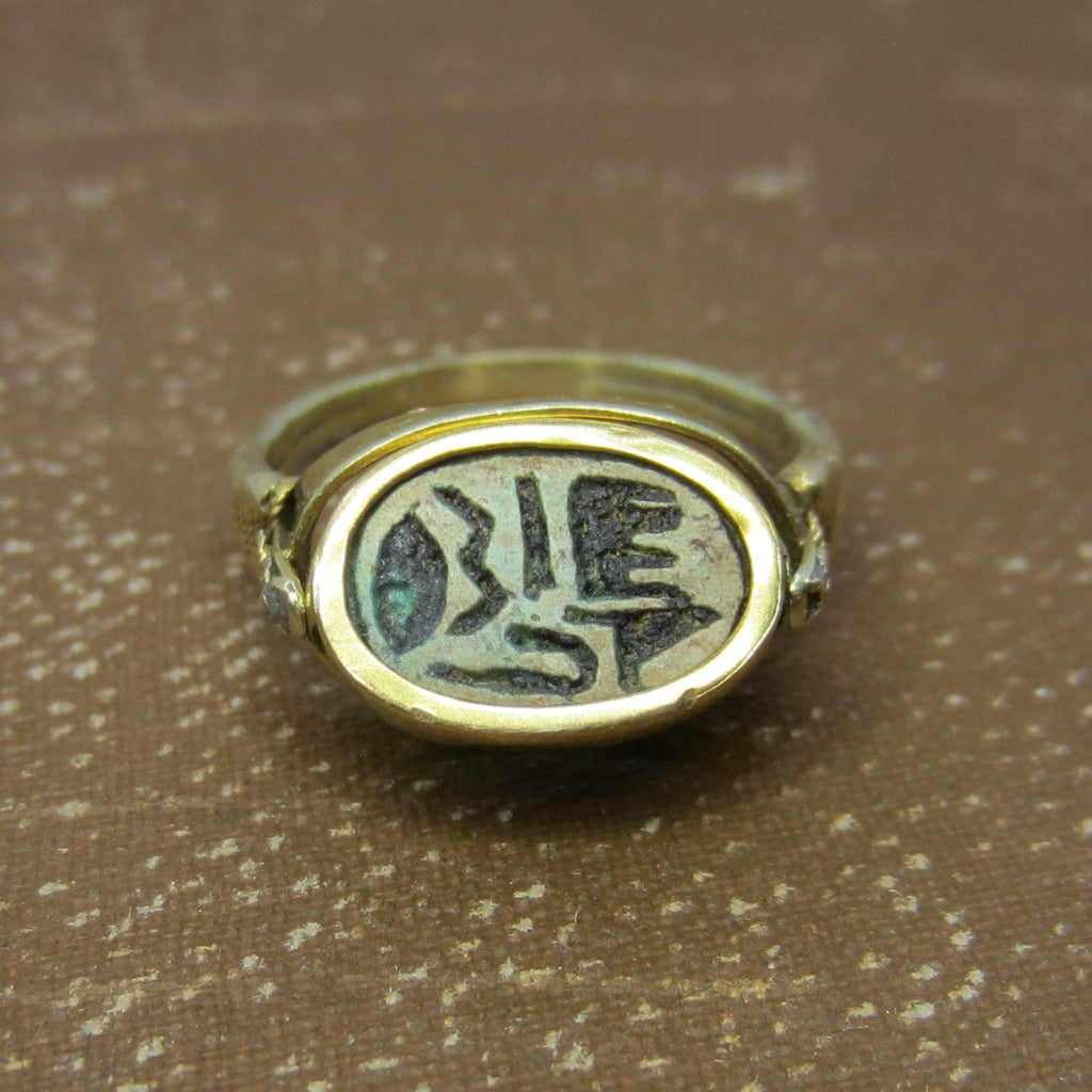 Antique Egyptian Revival 14k Gold Scarab Flip Spinner Ring c.1920s
