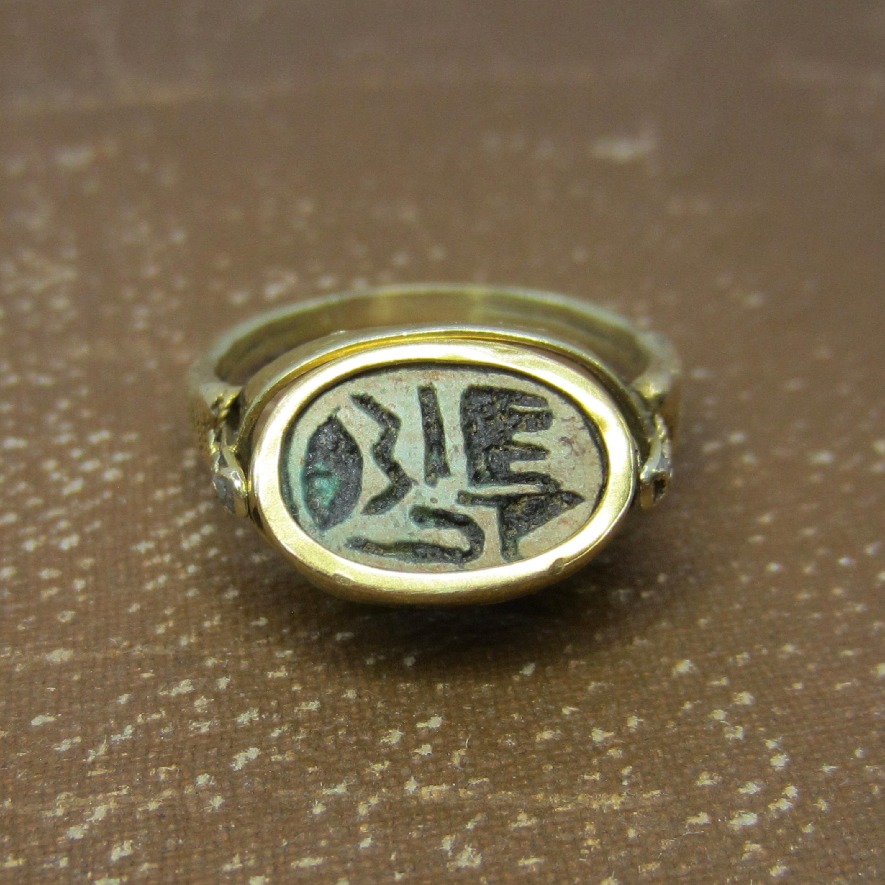 Antique Egyptian Revival 14k Gold Scarab Flip Spinner Ring c.1920s