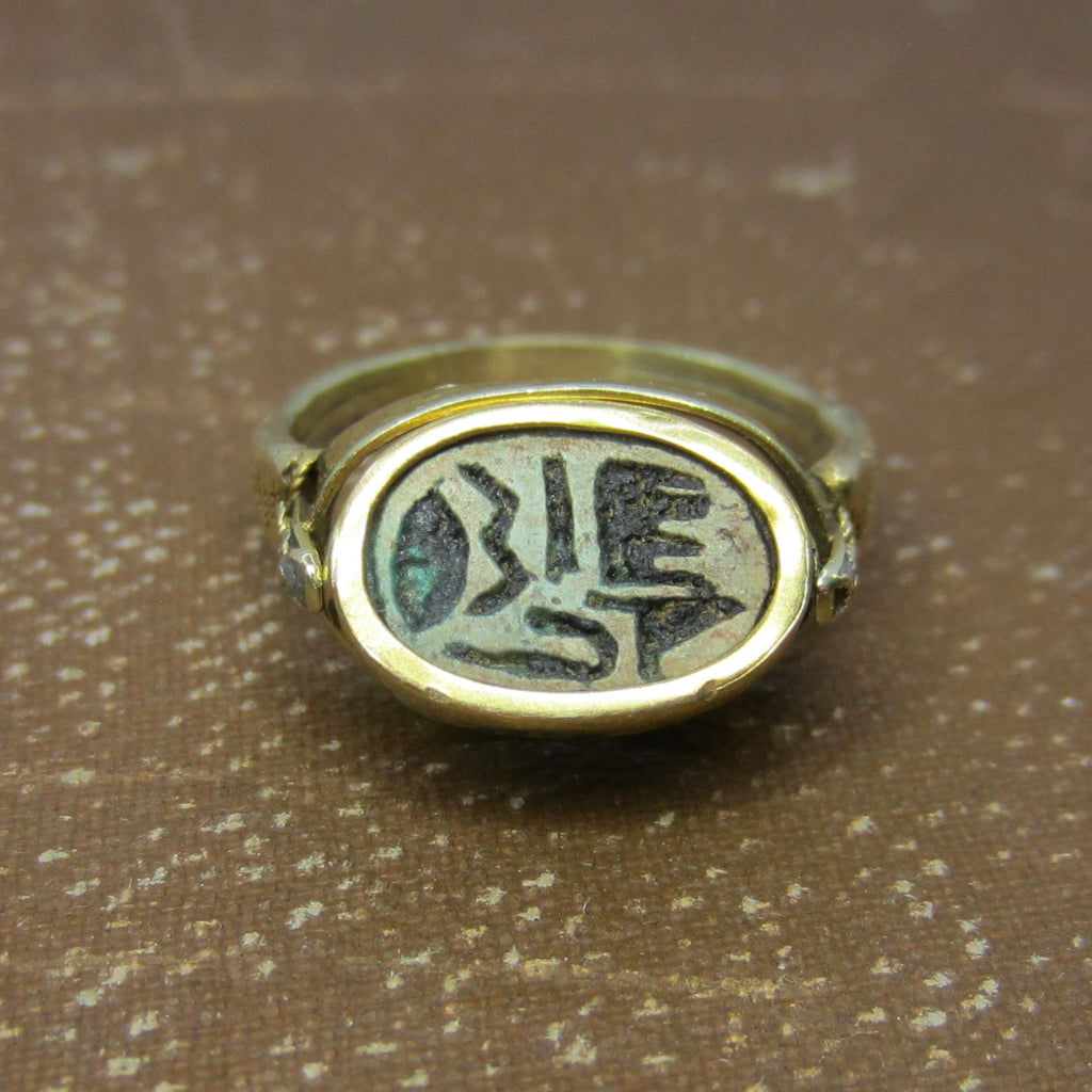 Antique Egyptian Revival 14k Gold Scarab Flip Spinner Ring c.1920s