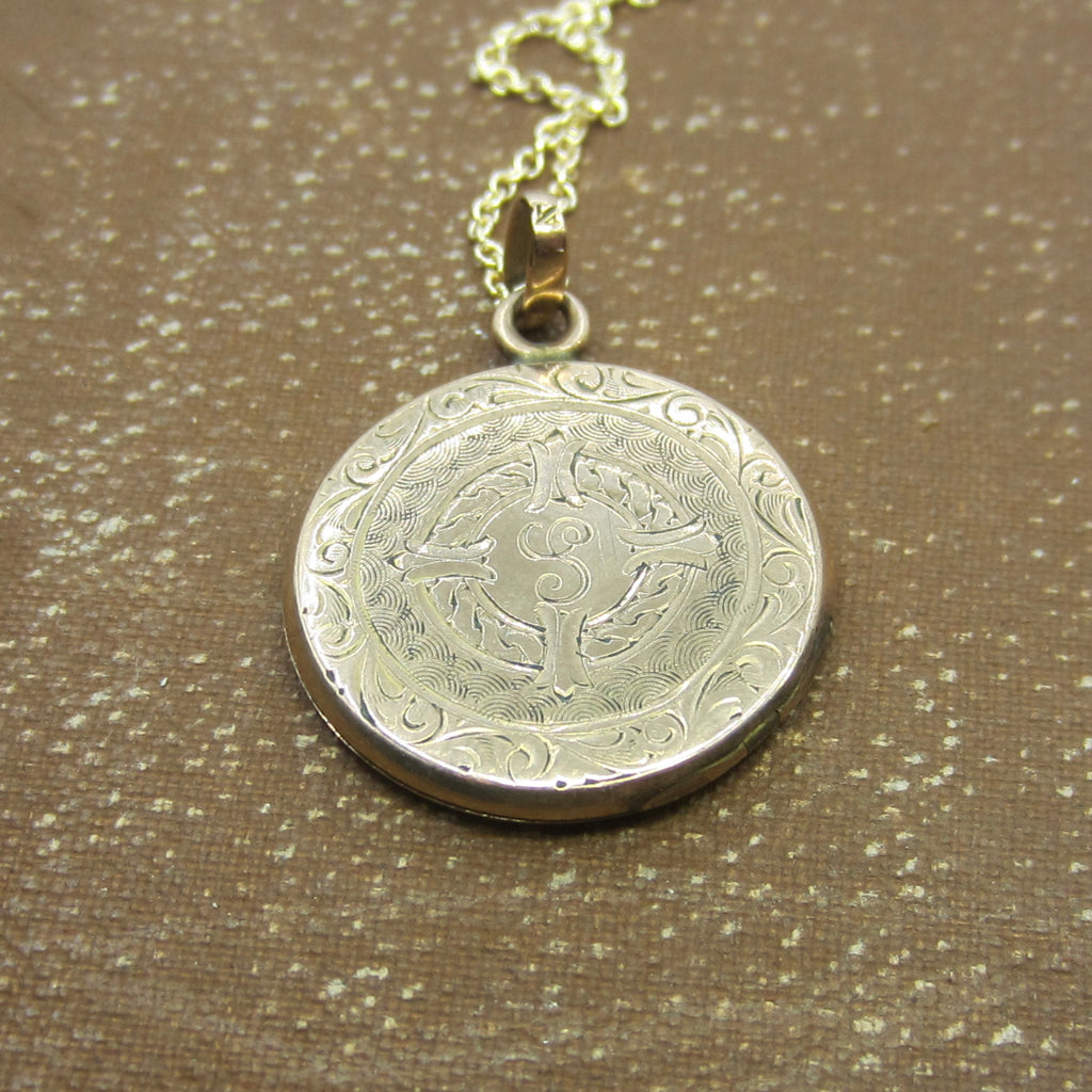 Antique Edwardian Gold Filled Locket Engraved Edna c.1900
