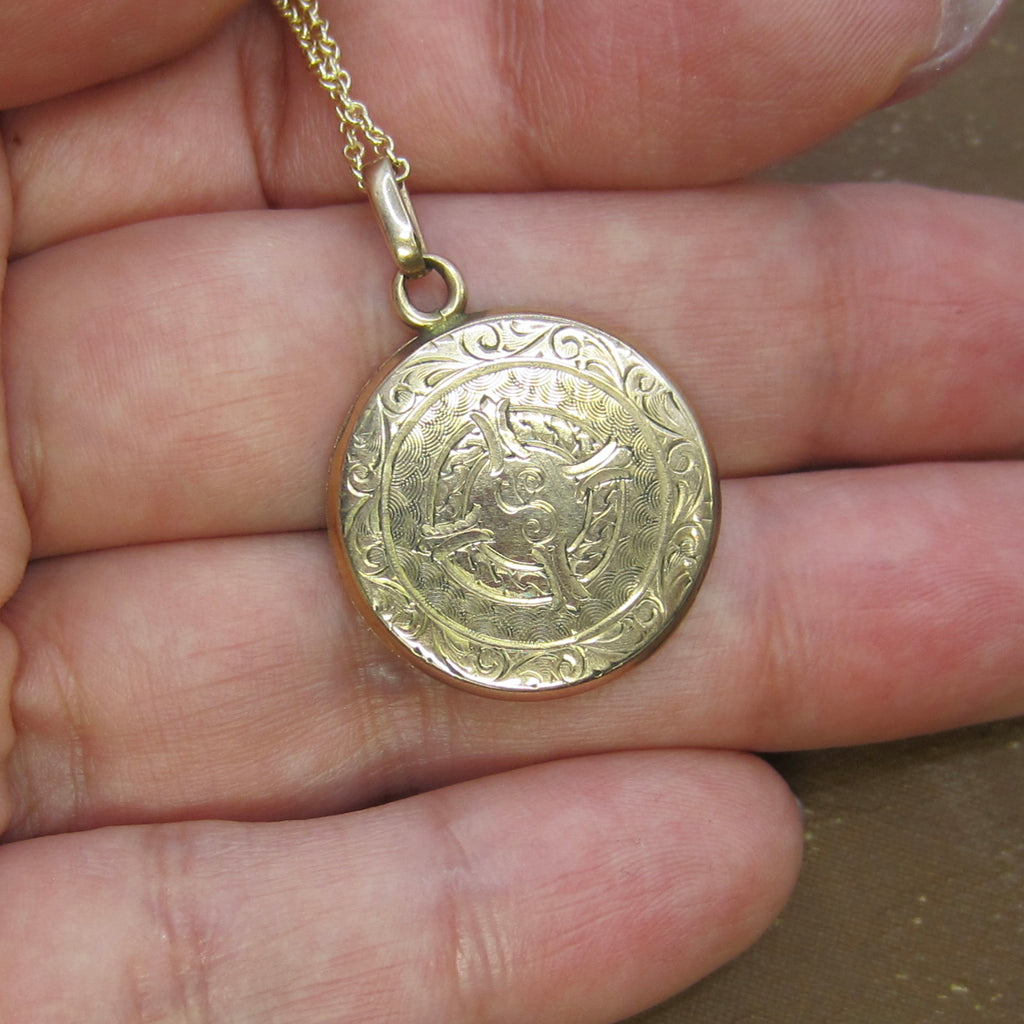 Antique Edwardian Gold Filled Locket Engraved Edna c.1900