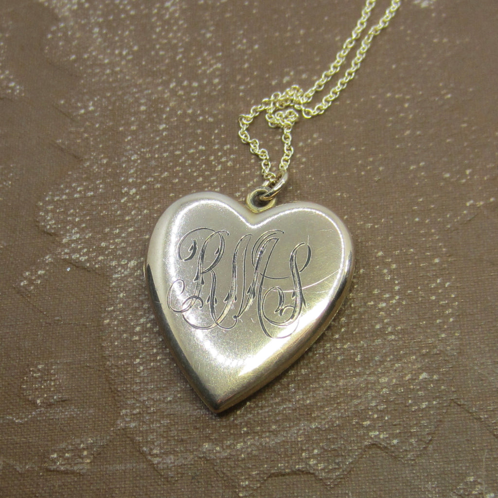 Antique Heart Locket / Large Edwardian Gold Filled Heart Locket With Initials c.1910