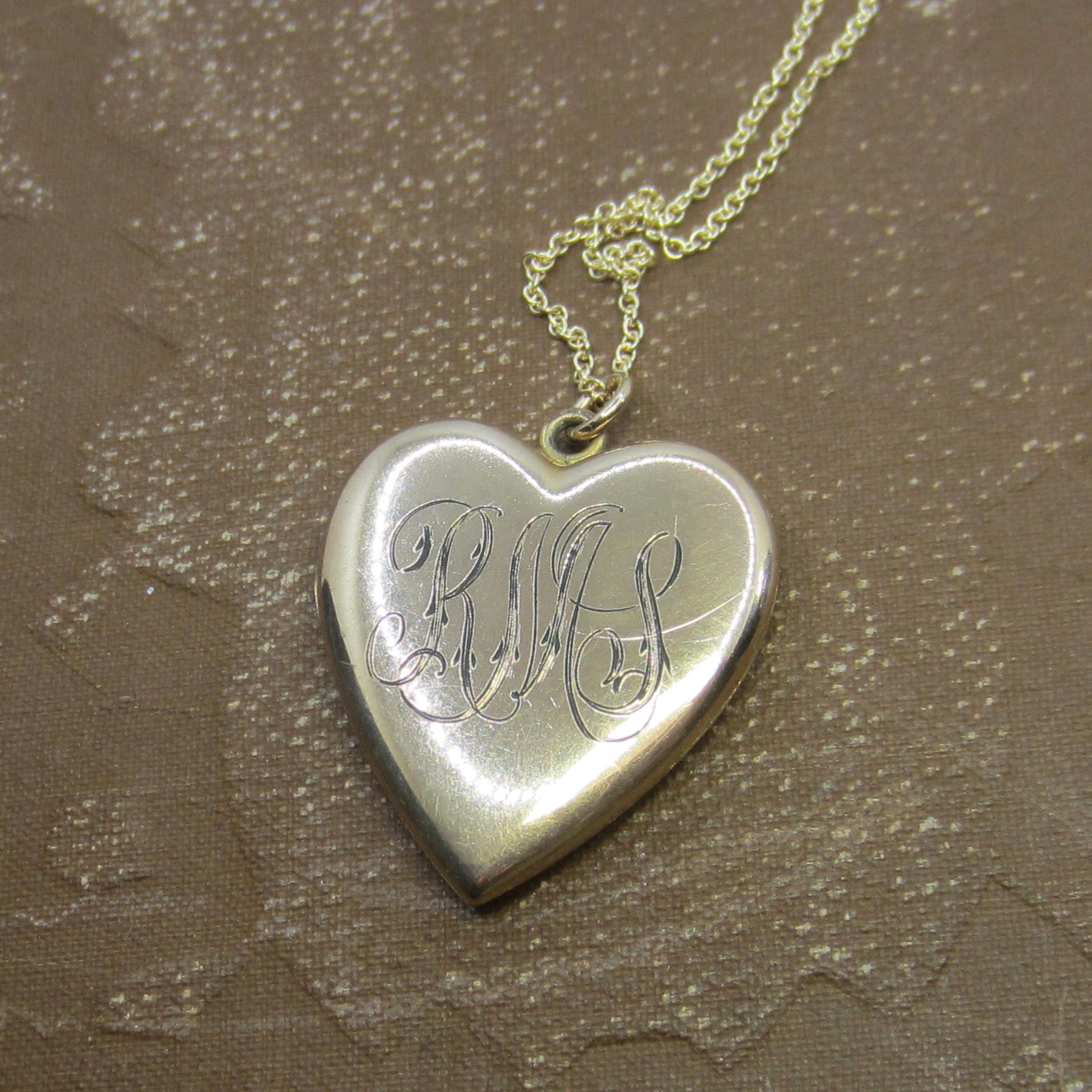 Antique Heart Locket / Large Edwardian Gold Filled Heart Locket With Initials c.1910