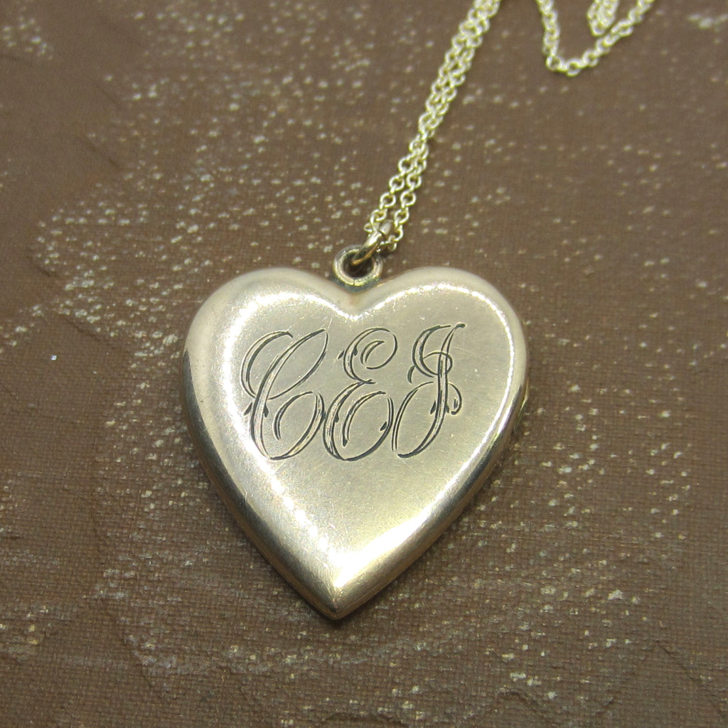 Antique Heart Locket / Large Edwardian Gold Filled Heart Locket With Initials c.1910